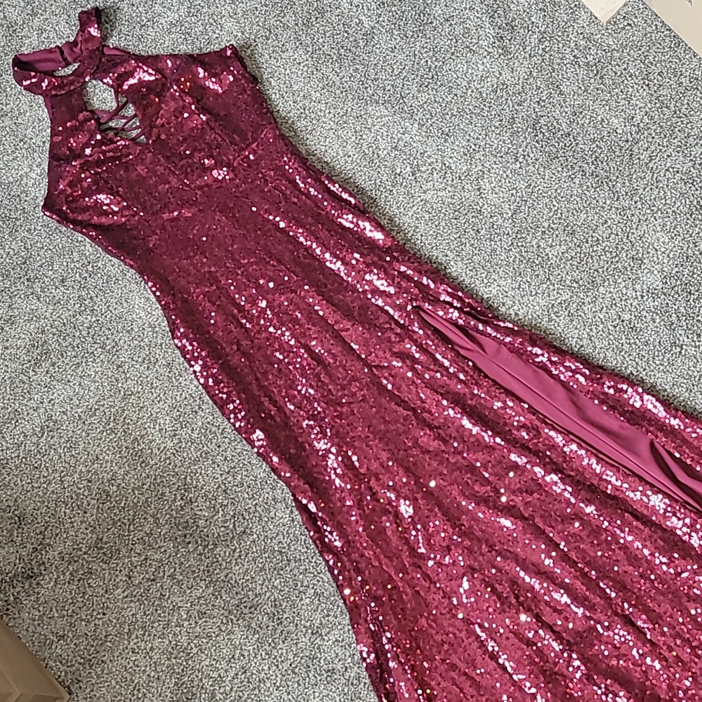 Burgundy Sequin Formal Dress